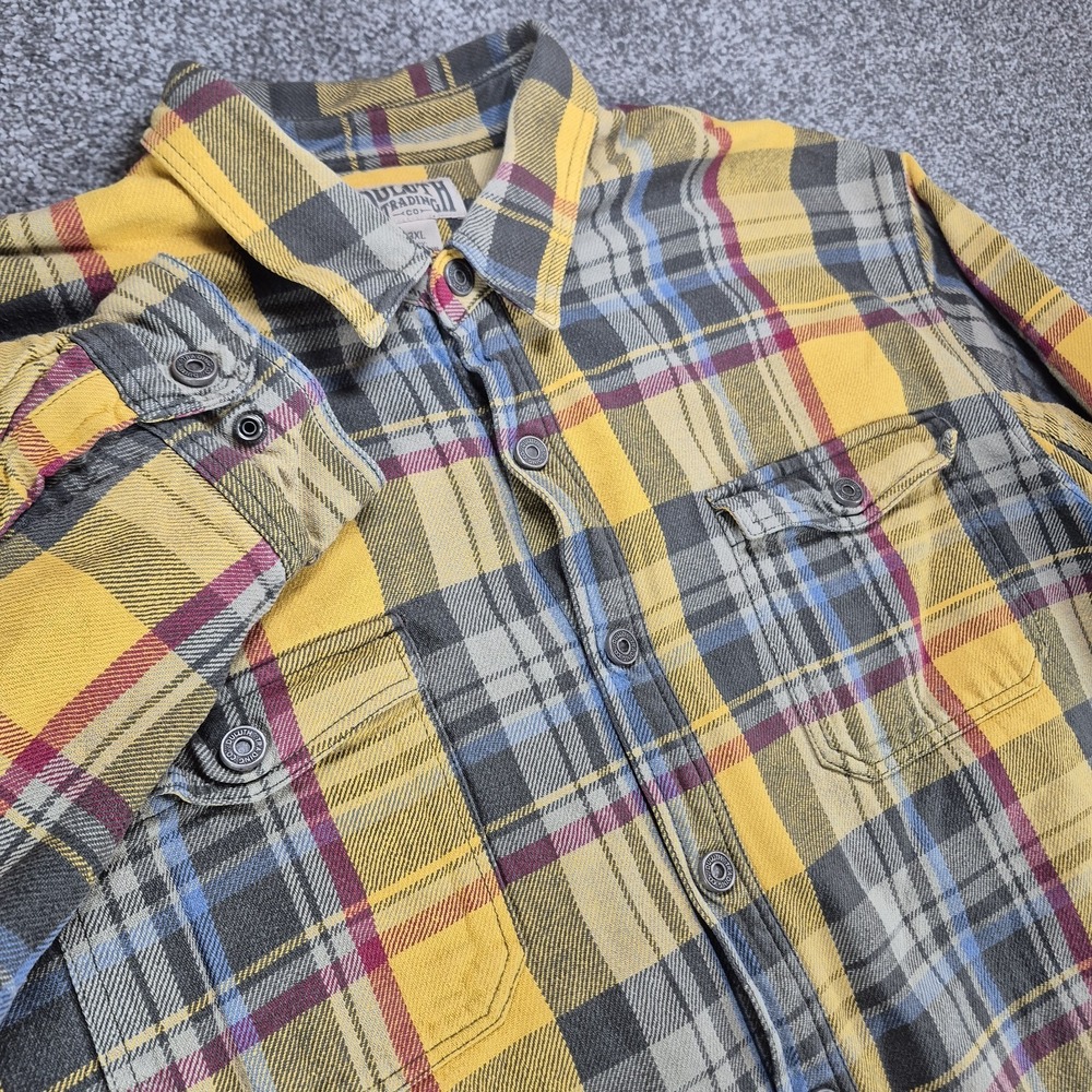 Duluth Flapjack Fleece Lined Flannel Shirt Jacket Mens 3XL Plaid Yellow‎